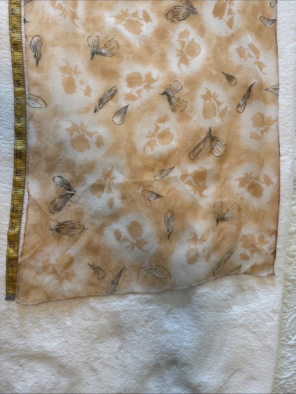 Tan, cream and black silk scarf